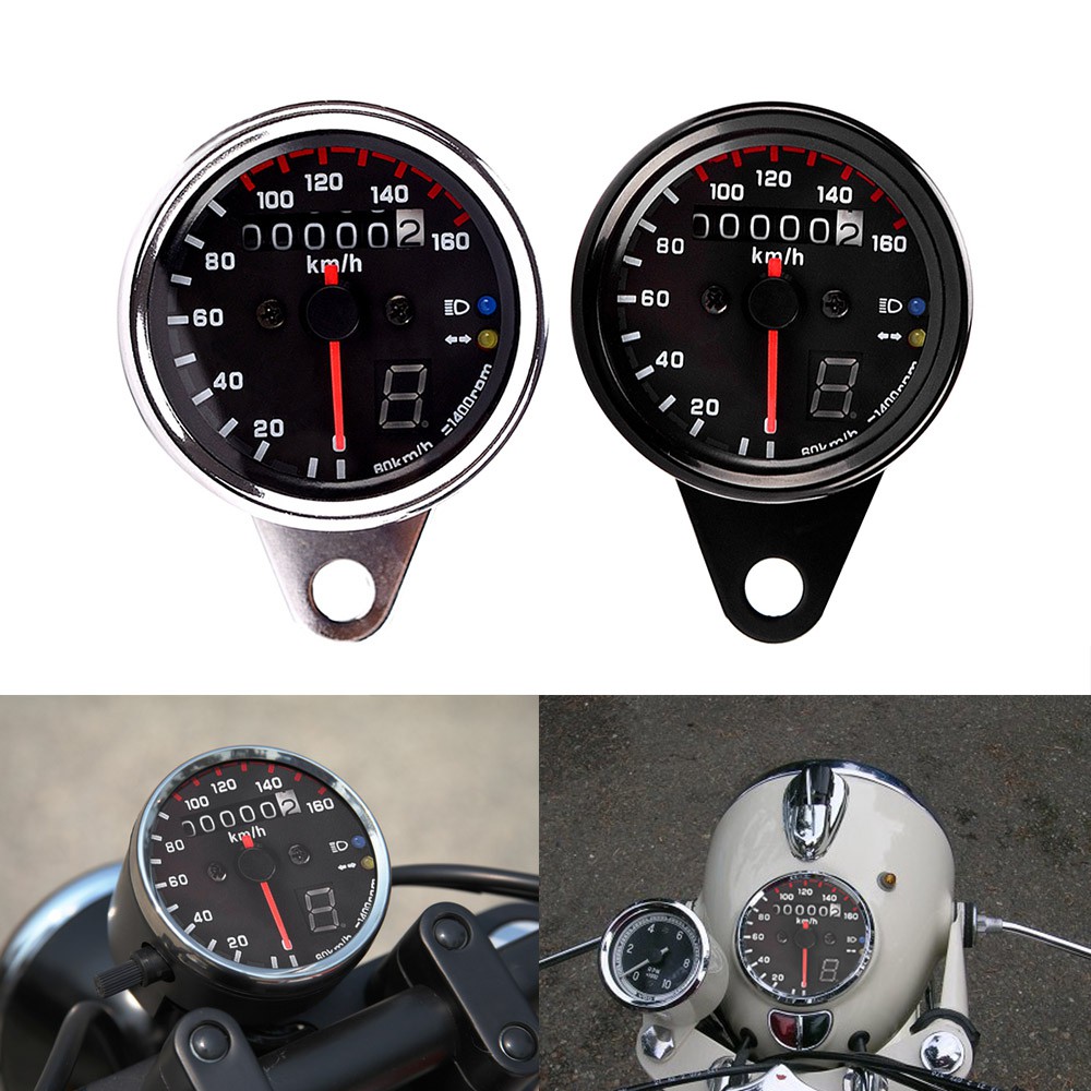 Velocímetro para motocicleta-Anauto - Velocímetro de 12 V, retroiluminación  LED universal, para motocicleta, odómetro y velocímetro, indicador único