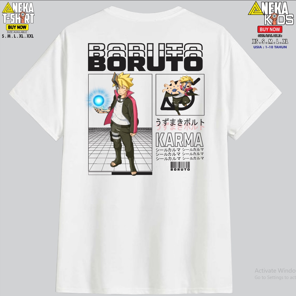 Camiseta masculina Preta algodao Boruto Karma Desenho Anime Otaku