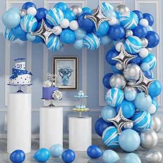 Kit de arco de guirnalda de globos azules de Metal Macaron para