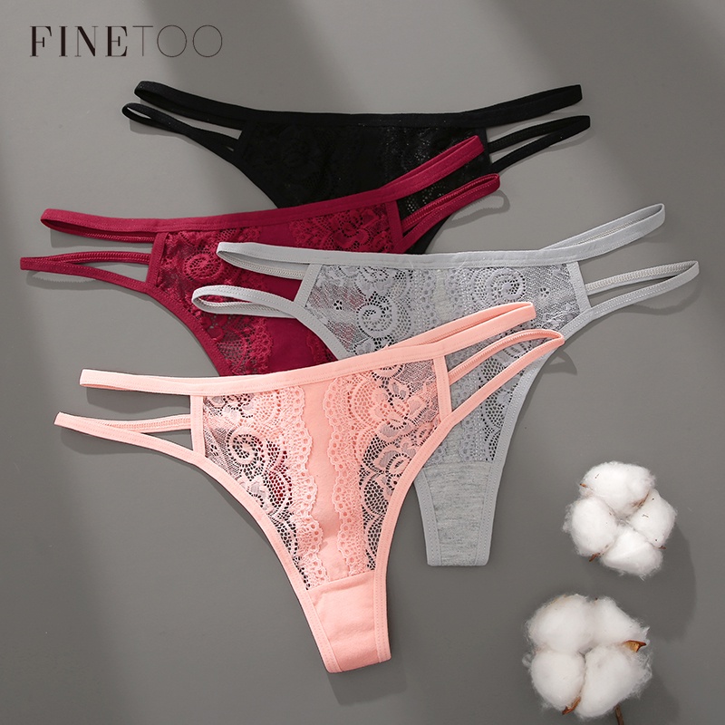 FINETOO Algodon Encaje Mujer Tanga S XL Nina Lenceria Doble Correa Baja Cintura Sexy pantys Shopee Colombia