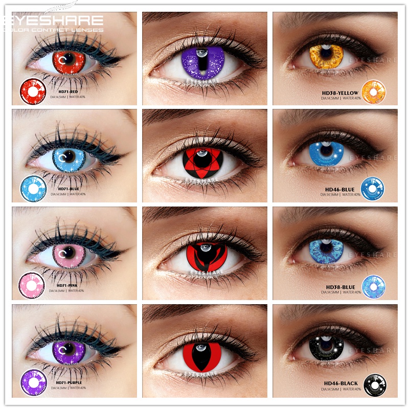 Eyeshare Lentes De Contacto Para Ojos 1 Par 2 Piezas Rojo Azul Serie Cosplay Cosmeticos De Colores Color De Halloween Shopee Colombia