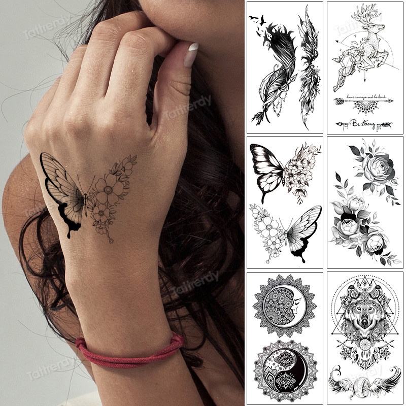 Tatuajes Temporales para niños, tatuajes de cara de mano, flor