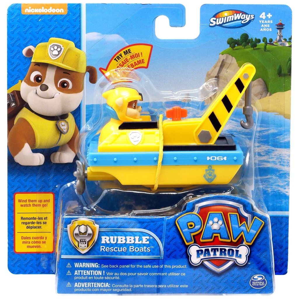 Paw Patrol Swimways Rubble Rescate Barco Ba o Juguete