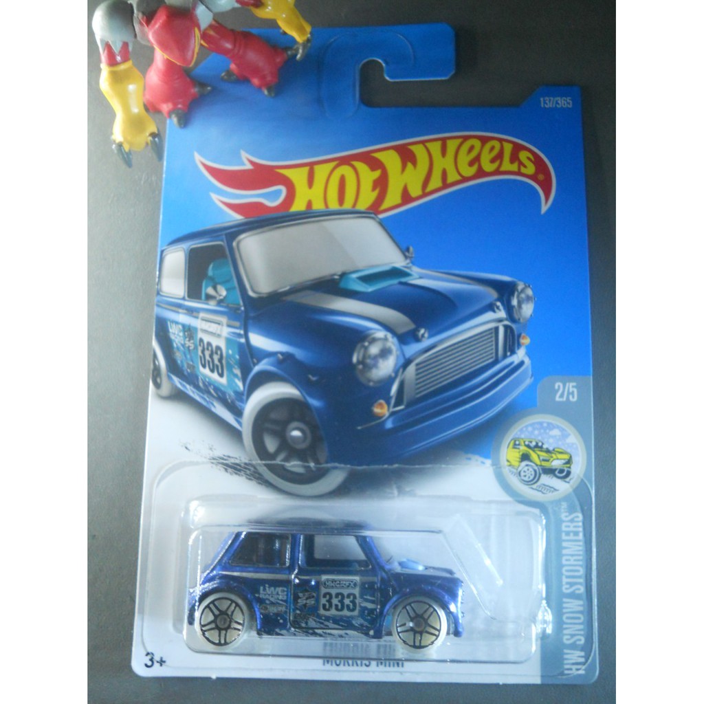 Morris Mini Cooper azul rojo blanco HOTWHEELS bean azul rojo
