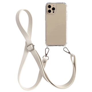 Ins Moda Correa De Cuero Cordón Funda iPhone 12 Pro Max 11 Crossbody Cuerda  Transparente Cubierta Del Teléfono