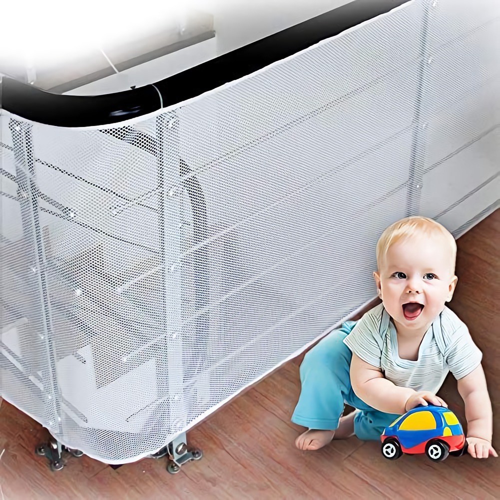 Red De Seguridad Para Balcón Y Escaleras – Protección Para Niños Y Mascotas, 90x600 Cm, Con Lazos Y Cuerdas