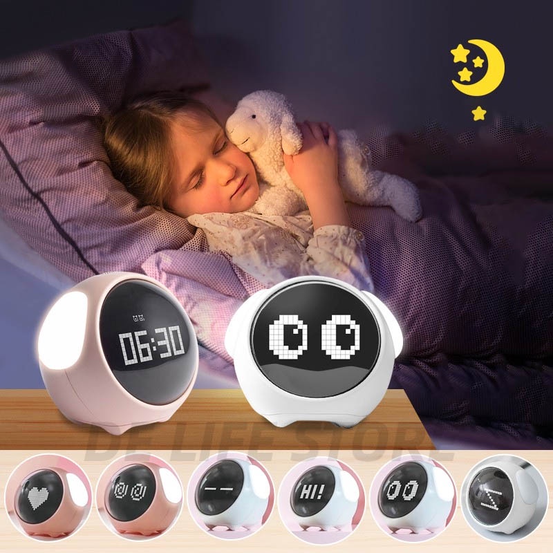 Emoji Pixel Mesita De Noche Luz Nocturna Reloj Despertador Multifuncional  Electrónico Uso De Estudiantes Inteligente Para Niños