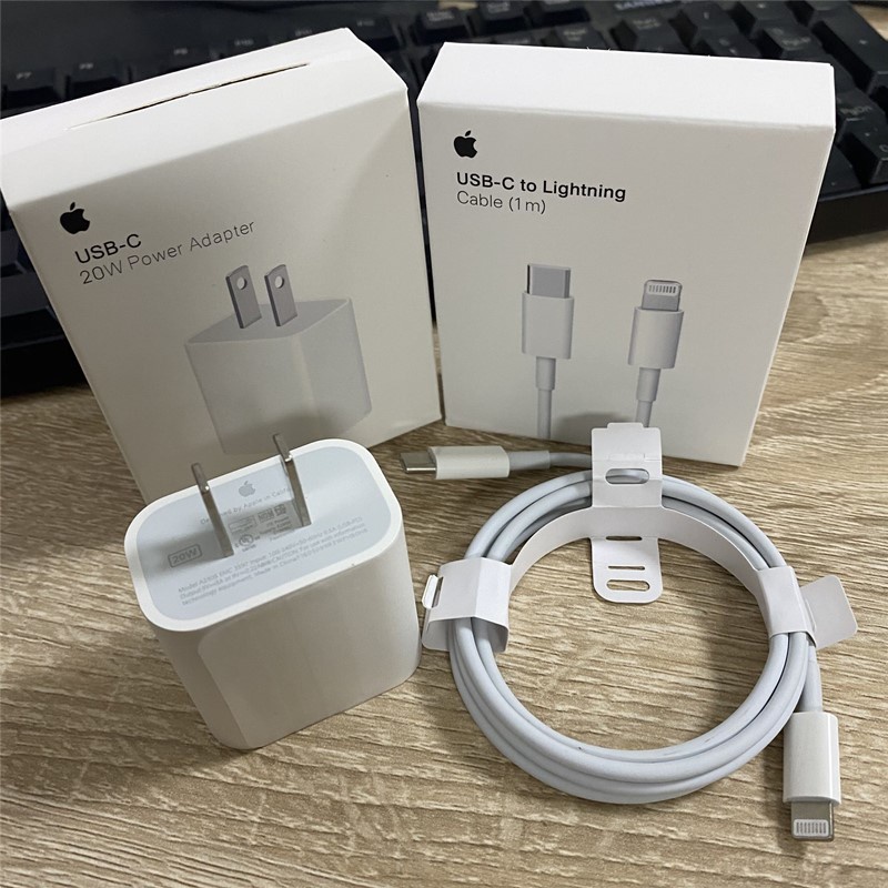 100 % Original Apple iPhone Lightning Cable Cargador 20W USB-C Adaptador De  Alimentación 1m/2m PD Carga Rápida Para 13 pro max