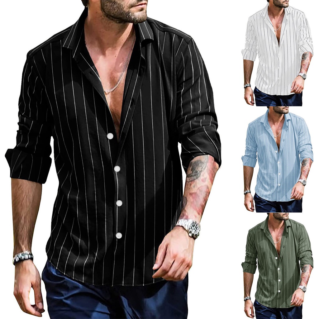 2022 Camisa De Larga Moda Para Hombre Blusa Con Botones Y