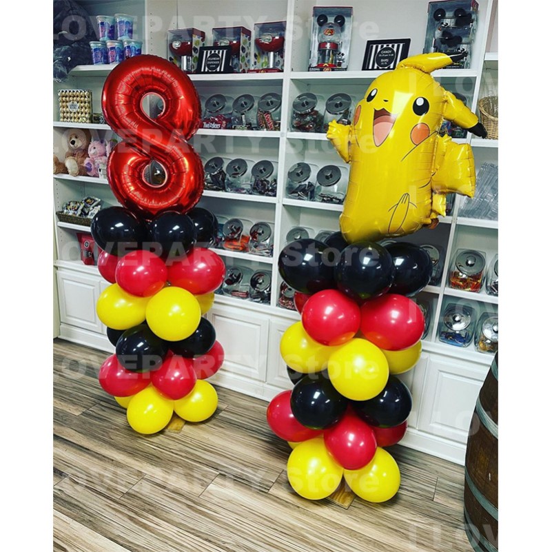 Kit Decoracion Cumpleaños Pokemon Pikachu Globos Cortina Fie