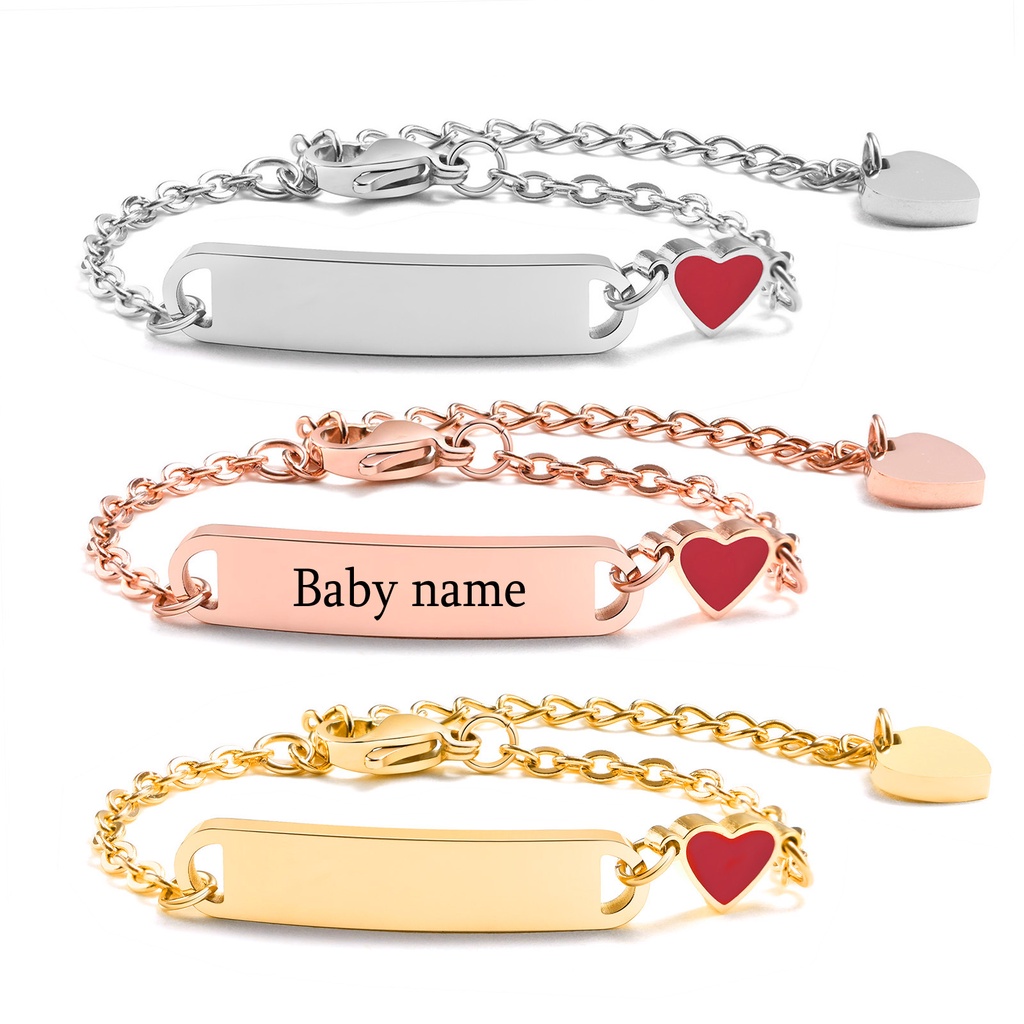 Vnox-Pulseras personalizadas con nombre para bebés y niños