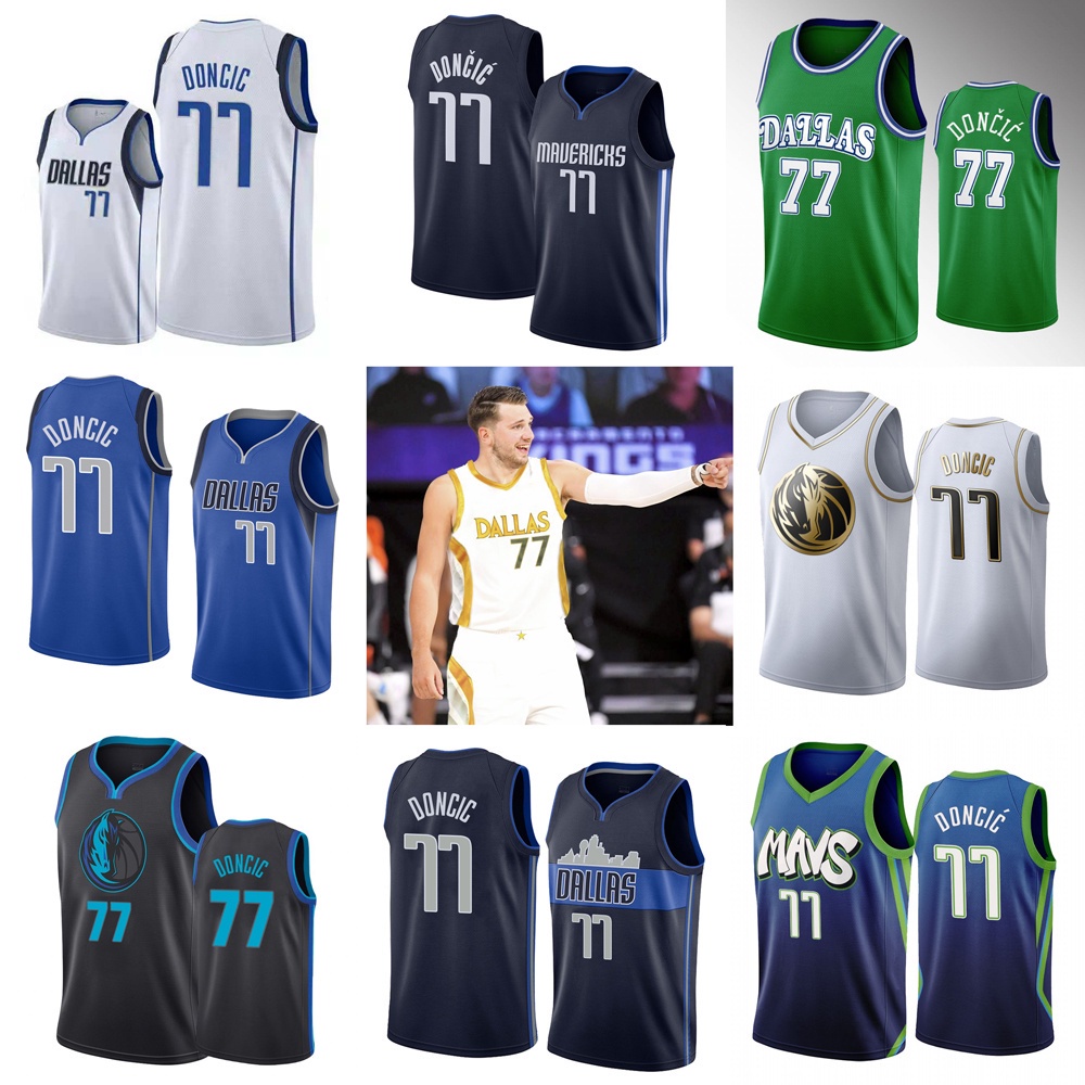 Dallas Mavericks #77 Luka Doncic Jersey Bordado Nba Baloncesto Camisa ...