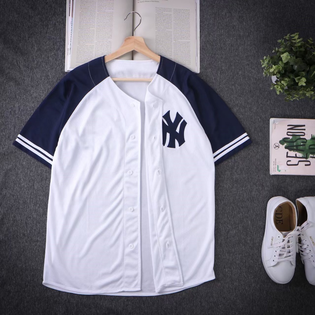 Camiseta de béisbol Navy White yankees hombre y mujer