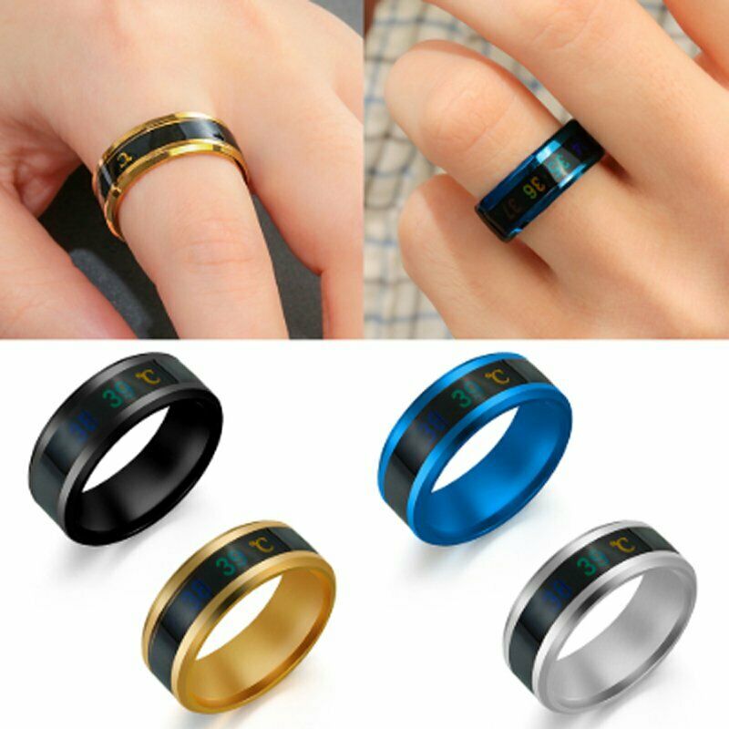 Adorainbow 2 piezas de anillos inteligentes sensibles para parejas, anillos  inteligentes para hombres, joyería de acero inoxidable, anillos de moda,  anillos de temperatura, Silicona, titanio : Salud y Hogar 