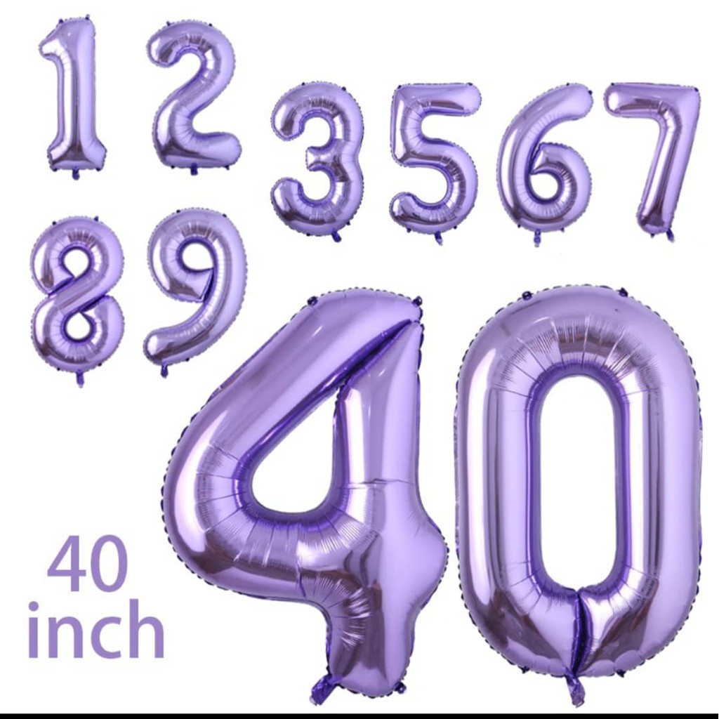 Feliz Cumpleaños Número Globo 40 Pulgadas FOIL Púrpura NOMBOR BELON BESAR  Gran TERBANG PARTI Decoración Fiesta 2022 Globos Decoraciones Violeta  Bienvenida 2022