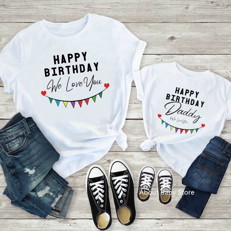 Feliz Cumpleanos Papa Madre Y Ninos Familia Camisetas A Juego Ropa Mama Hija Hijo Fiesta De Desgaste