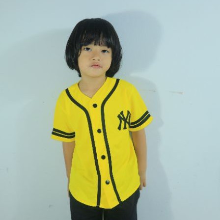 Camisa De Béisbol Negra De Rayas Amarillas Para Niños