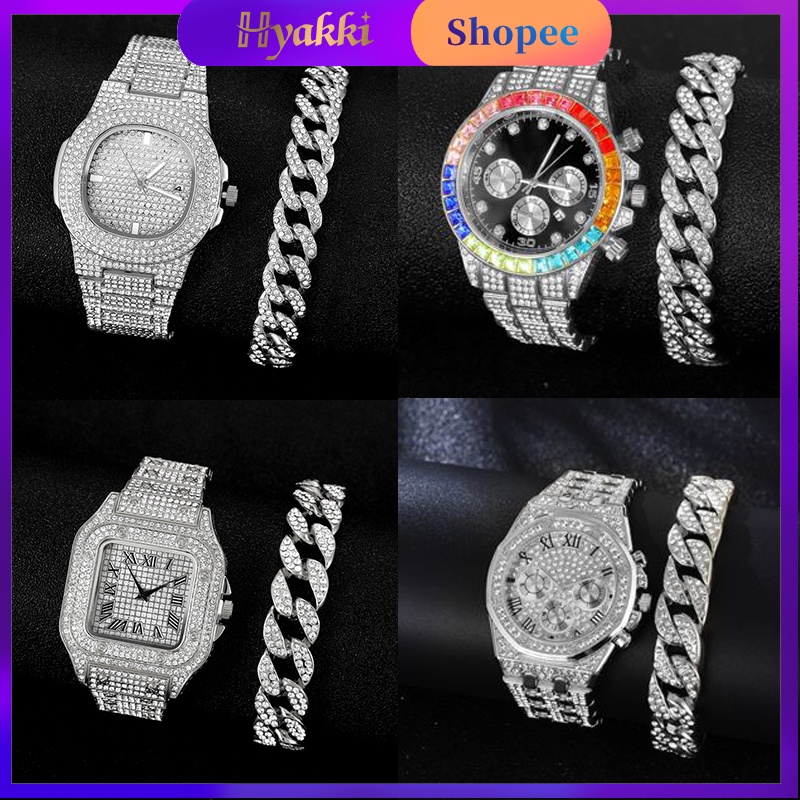 Cadena Cubana Para Hombre, Collar Y Brazalete De Plata, Cadenas Cubanas De Miami, Cadena De Diamantes Bling Para Joyería Hip Hop