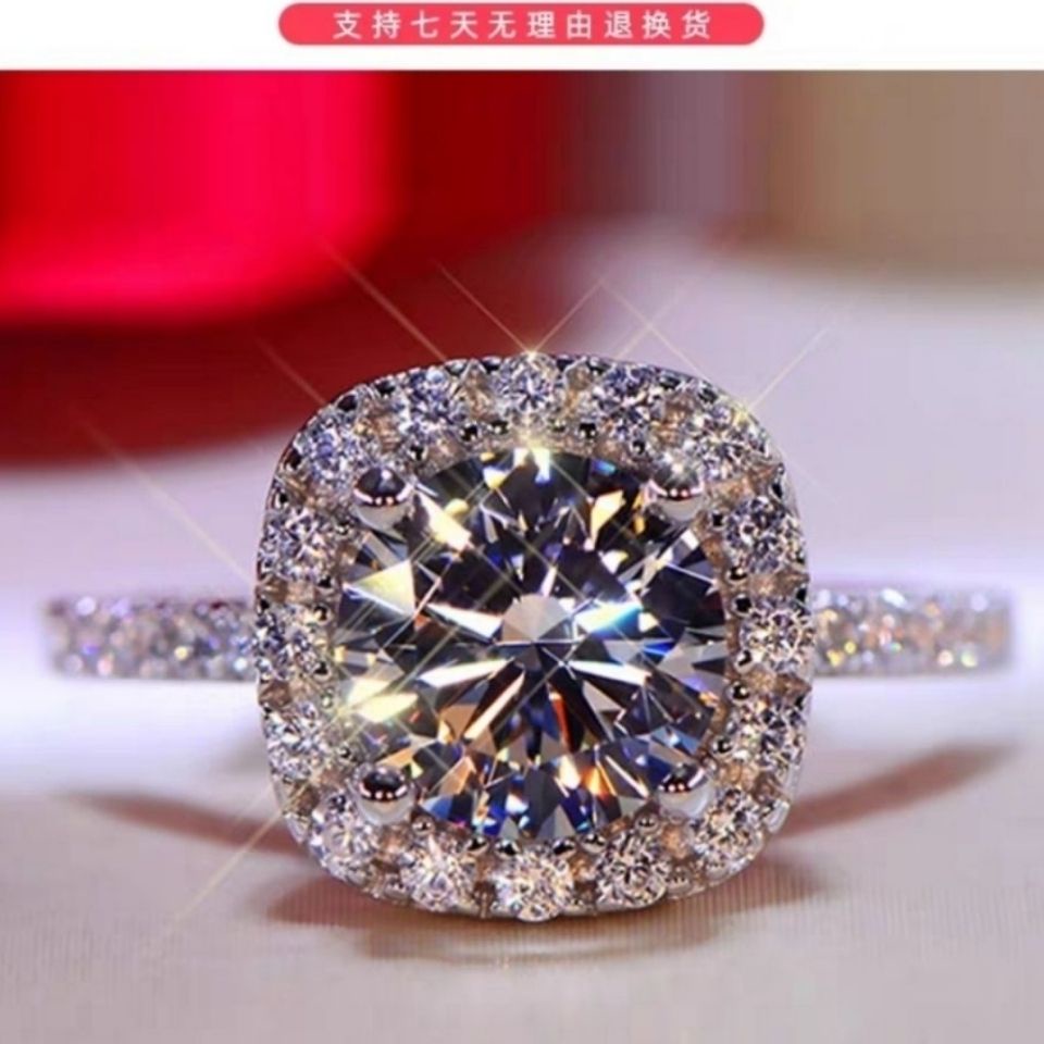 Moissanite Mujer Un Quilates Princesa Cuadrado 950 Anillo De Boda