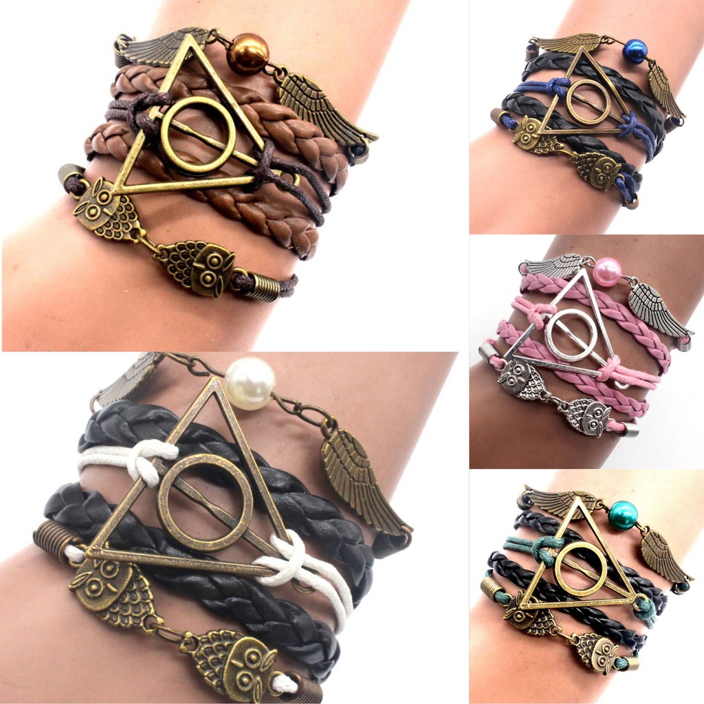 Moda Harry Potter Paz Paloma Búho Tejida Pulsera Para Las Mujeres Retro  Forma De Ala Cuerda De Mano Hombres Pareja Accesorios