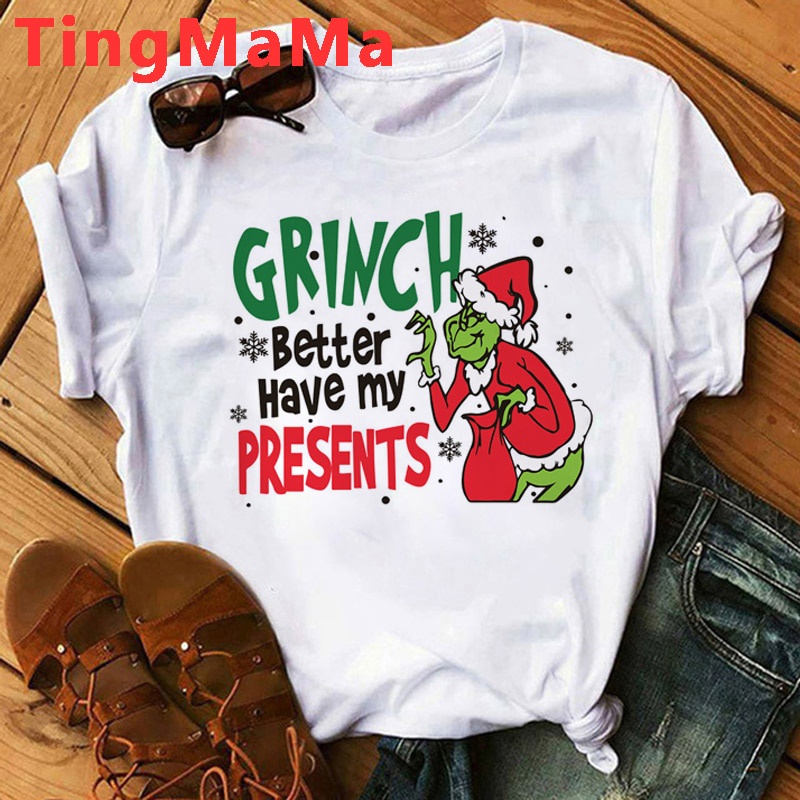 Grinch Regalo De Navidad Camiseta Masculina harajuku kawaii