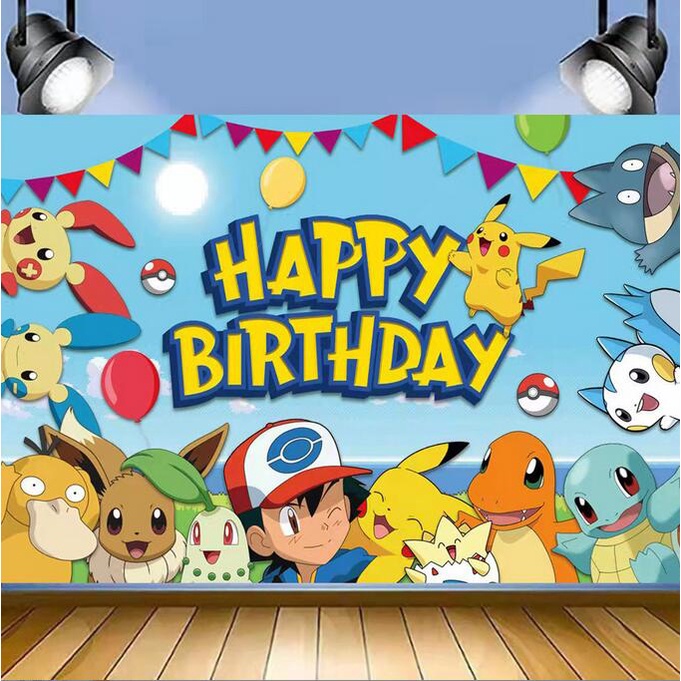 Pokémon Tema Fondos Niños Feliz Fiesta De Cumpleaños Decoración