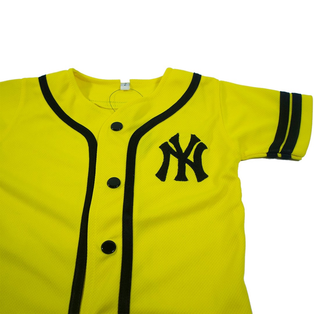 Camisa De Béisbol Negra De Rayas Amarillas Para Niños