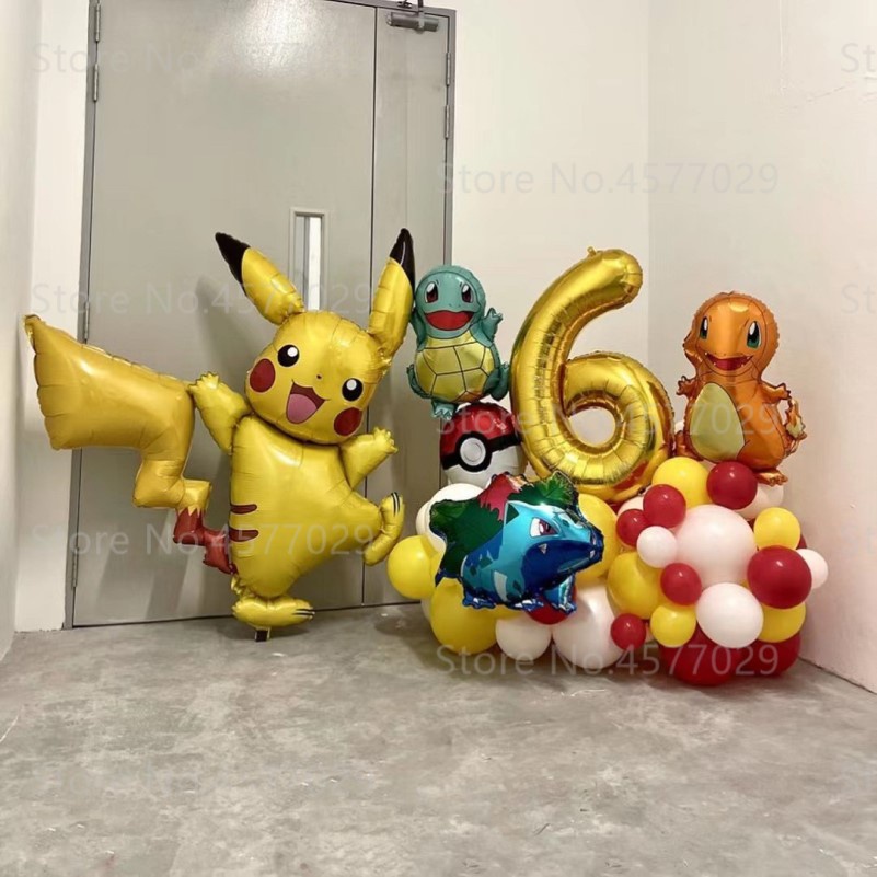 67pcs TAKARA TOMY Pokemon Globo De Papel De Aluminio Pikachu Charmander  Bulbasaur Figuras De Anime Juguete Fiesta De Cumpleaños Decoración De Niño  Regalo