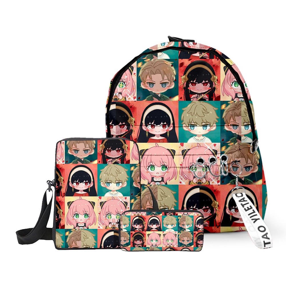 SPY X FAMILY Backpack - Anya Yor Loid Forger Bookbag With Free Keychain (Black)