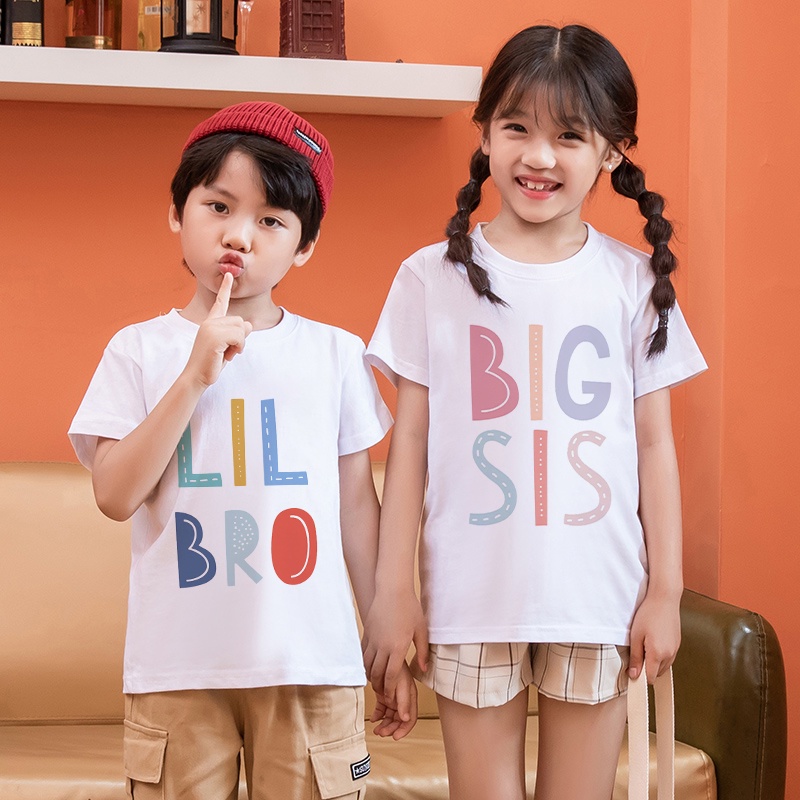 Big little Sister Brother Ropa De Moda Para Ninos Verano Ninas Camiseta Top Familia