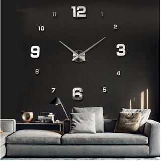 Reloj de pared 3D DIY con adhesivo para decoración de espejo, sin marco,  kit de reloj de pared grande para el hogar, sala de estar, dormitorio