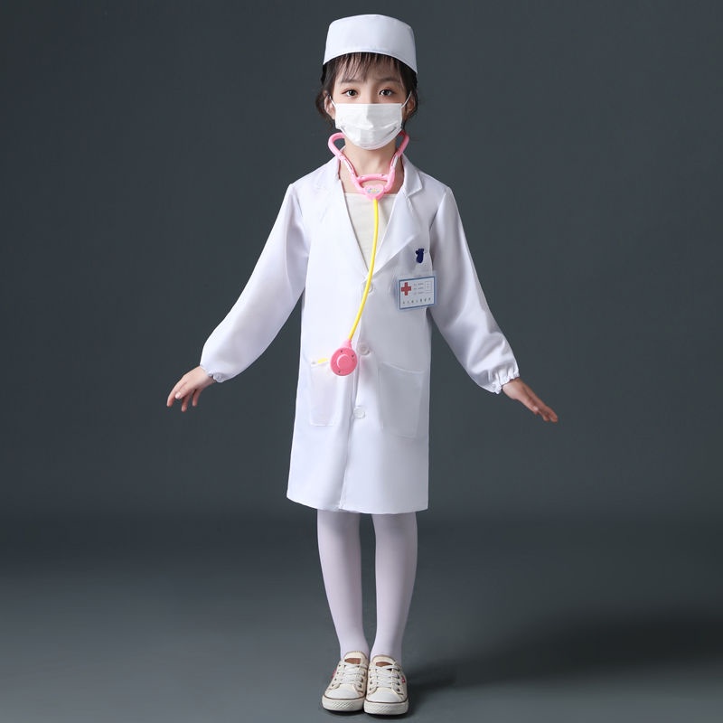 Niños Bata blanca de laboratorio Laboratorio Niños Niños Niñas Almacén  Médico Trabajo Ropa de uniforme de hospital Ropa para juego de roles Fiesta