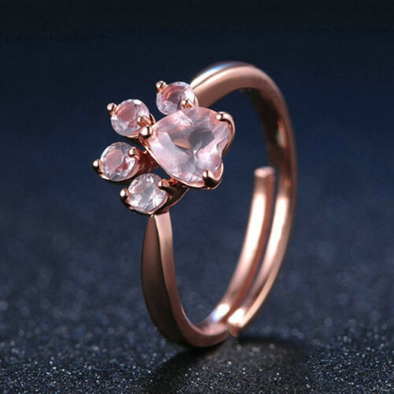 mujer moda gato garra en forma de diamante rosa huella incrustada circonita anillo accesorios Shopee Colombia