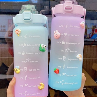 Botella de agua deportiva de 1000ml, marcador de tiempo para gimnasio al  aire libre, taza de agua potable con pajita sin BPA, hervidor de agua para  el hogar - AliExpress