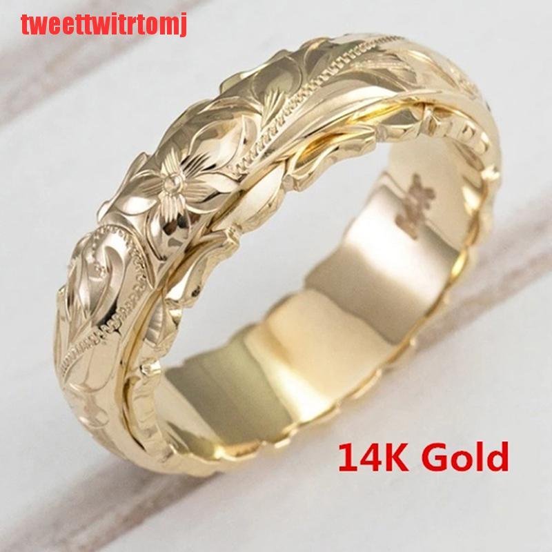 Anillo De oro De 14k con anillo De Flor Tweettwitrtomj para mujer