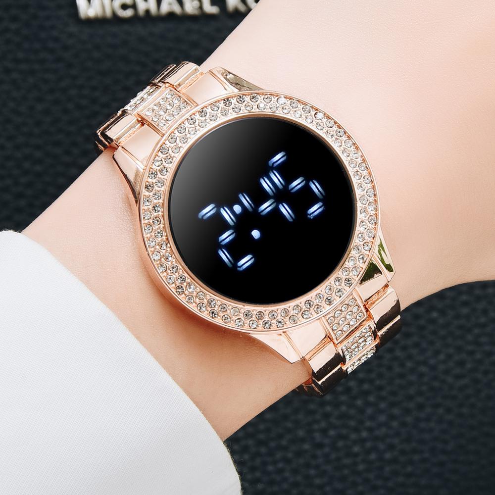 Relojes Digitales De Lujo De Iman Para Las Mujeres De Oro Rosa Vestido De Acero Inoxidable LED Reloj De Cuarzo Femenino Relogio Feminino Drop Ship Shopee Colombia