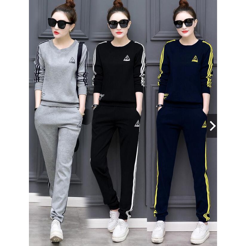 Conjunto De Ropa Deportiva Casual De Mujer De Moda Coreana 2PCS Traje  Deportivo De Manga Larga Para Dama Top E Inferior