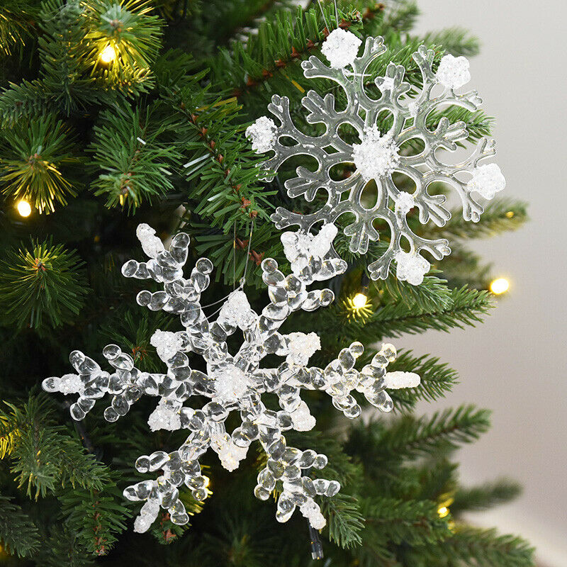 6 adornos de Navidad de cristal para decoraciones de árbol de Navidad,  adornos acrílicos colgantes de copo de nieve para árbol de Navidad, Año  Nuevo