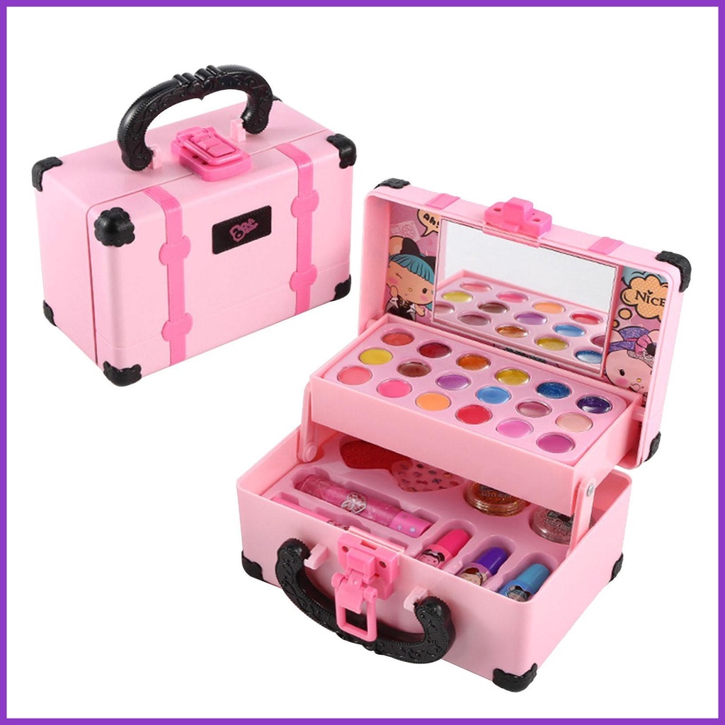 30Pcs Niñas Kit De Maquillaje Para Niños Lavable Juego Pequeñas Portátil  Cosmético Conjunto De Juguetes De Princesa tfal11co