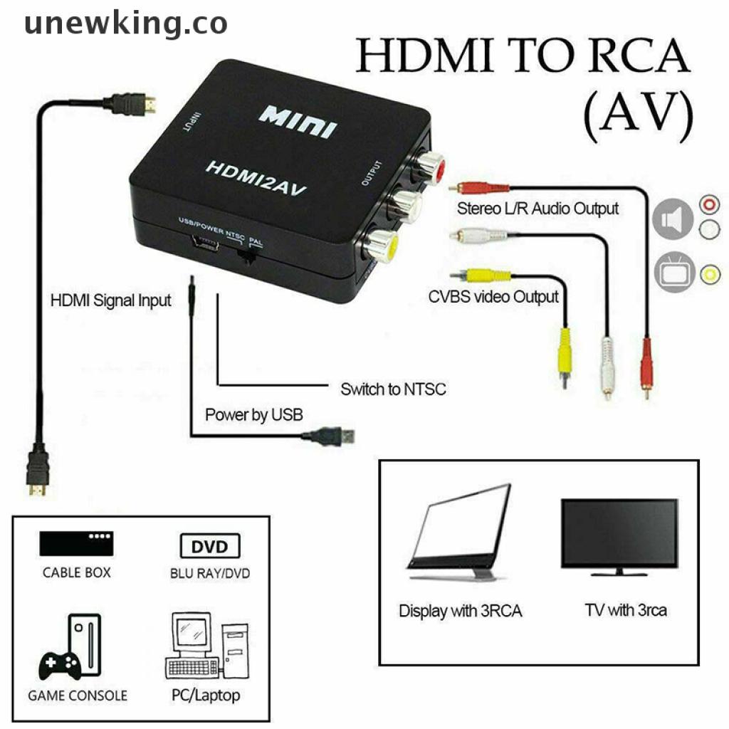 Convertidor HDMI a RCA HDMI a AV 3RCA CVBs compuesto de vídeo