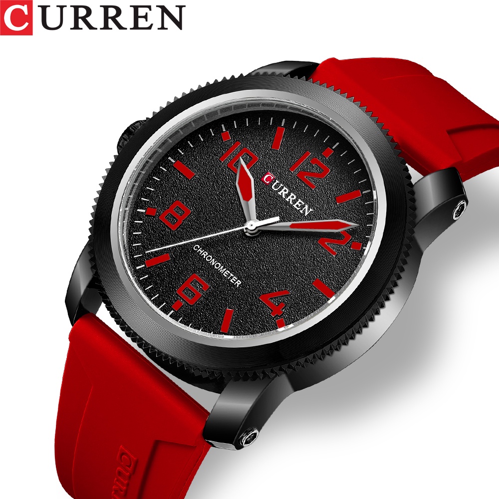 Relojes deportivos para hombre con correa de cuero IP, chapado en negro,  acero clásico, casual, reloj analógico de cuarzo, Rojo 