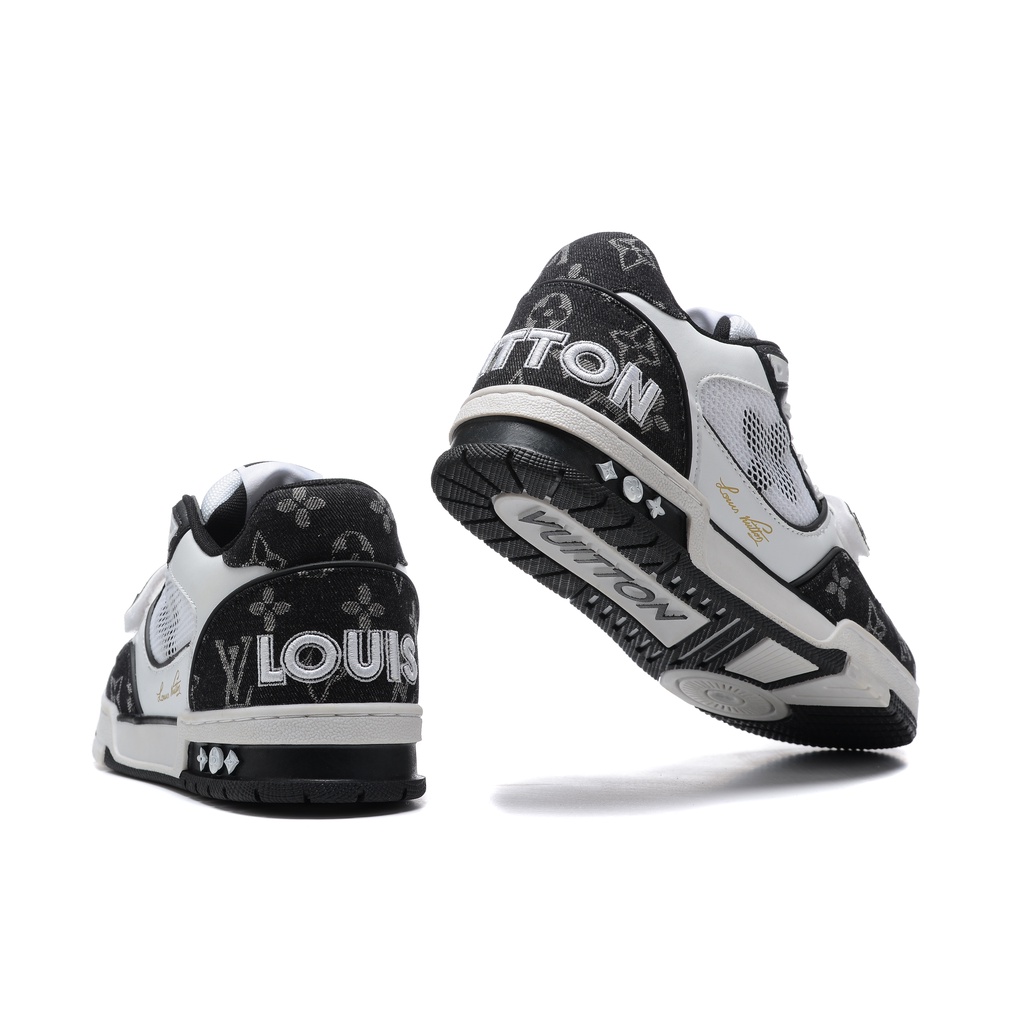 LOUIS VUITTON Trainer Denim Cuero De Vaca Zapatos De Los Hombres tenis Las  Mujeres Deportivos De Costura Baja Parte Superior De Moda Zapatillas 1A9ZBI  Blanco Negro