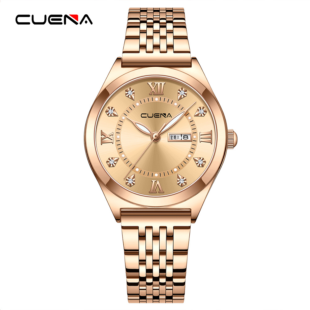 Reloj De Mujer Marca CUENA Original De Oro Rosa De Lujo De Acero Inoxidable Casual De Negocios De Cuarzo Analogico Impermeable 6044 S Shopee Colombia