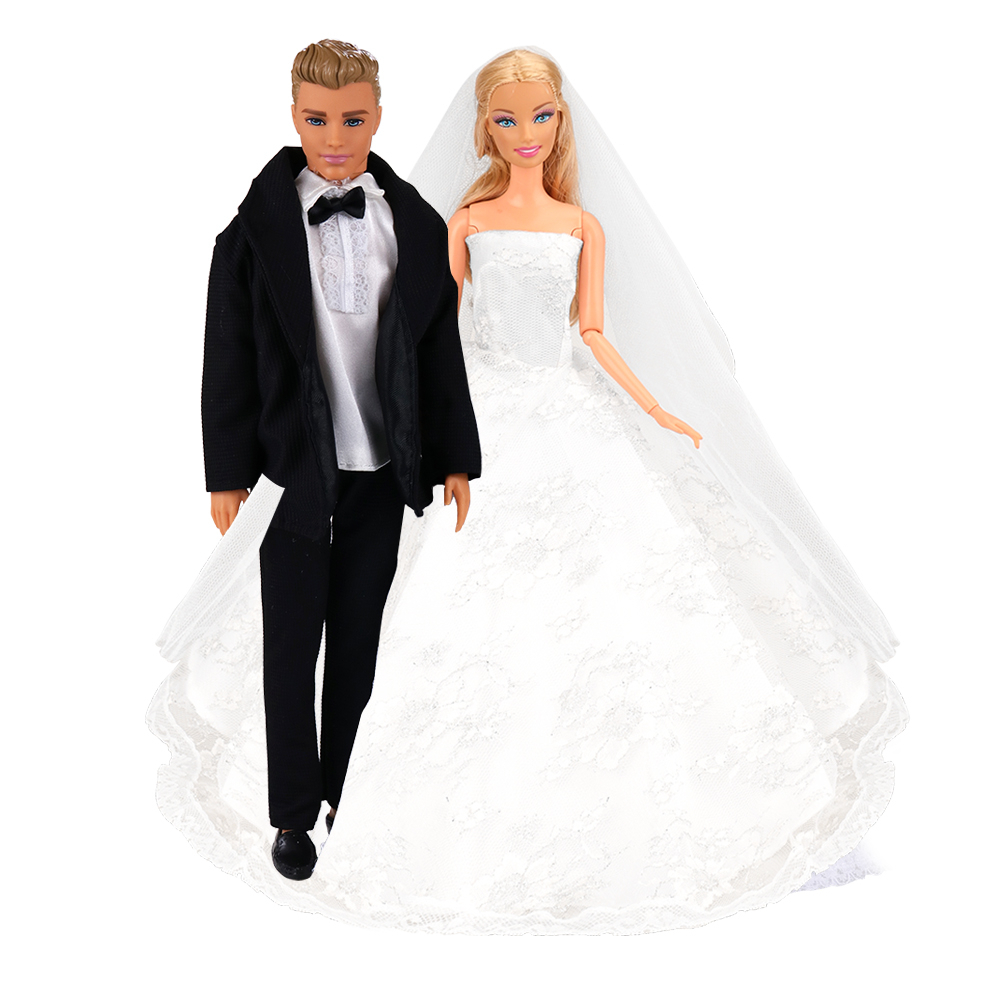 Conjunto De Boda Hecho A Mano De Moda Vestido De Novia Blanco Con Velo Y Traje Formal Para Barbie Ken Doll Mejor Para Princesa Nina Regalos De Cumpleanos Shopee Colombia