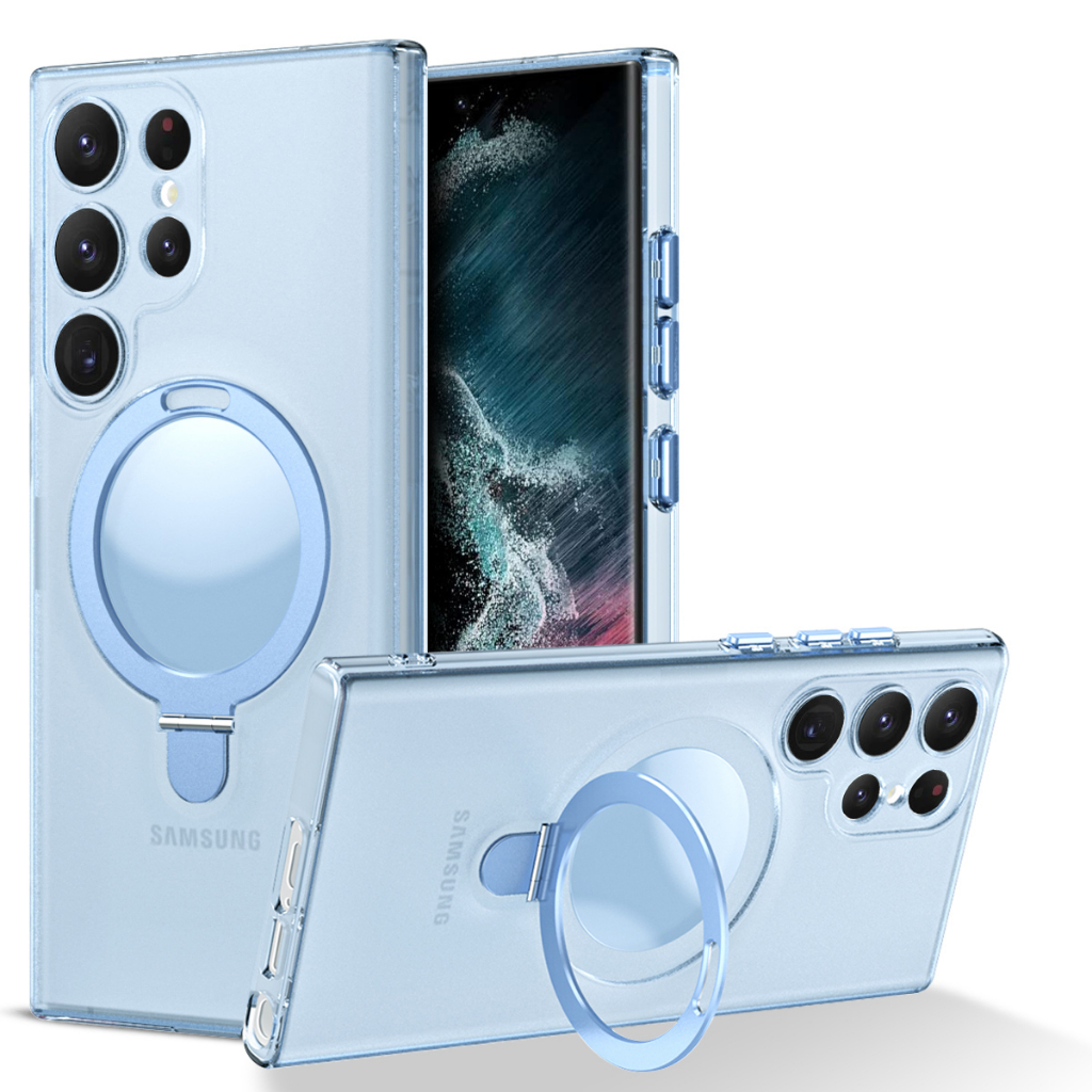 Compatible con Samsung S24 Funda con anillo magnético azul, funda para  teléfono Samsung Galaxy S24, TPU suave y policarbonato duro de silicona a