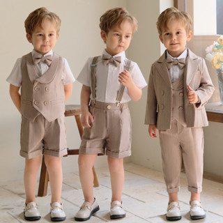 Conjunto de chaleco y corbata de vestir para niño color dorado sólido