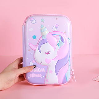 Estuche De Lápices De Unicornio 3D Kawaii Caja EVA Gran Capacidad