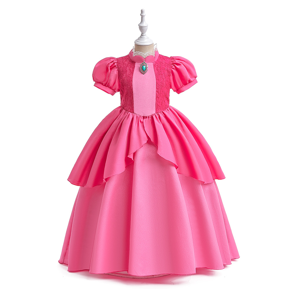 FSMKTZ Disfraz De Vestido De Princesa Para Niñas Super Peach Cosplay  Disfraces Para Niños Con Corona Fiesta De Cumpleaños De Halloween 3-10 Años 