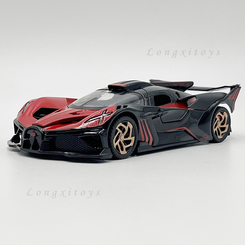 Coche A Escala 1:24 Bugatti Bolide De Metal - ¡Con Retroceso, Sonido Y Luz!