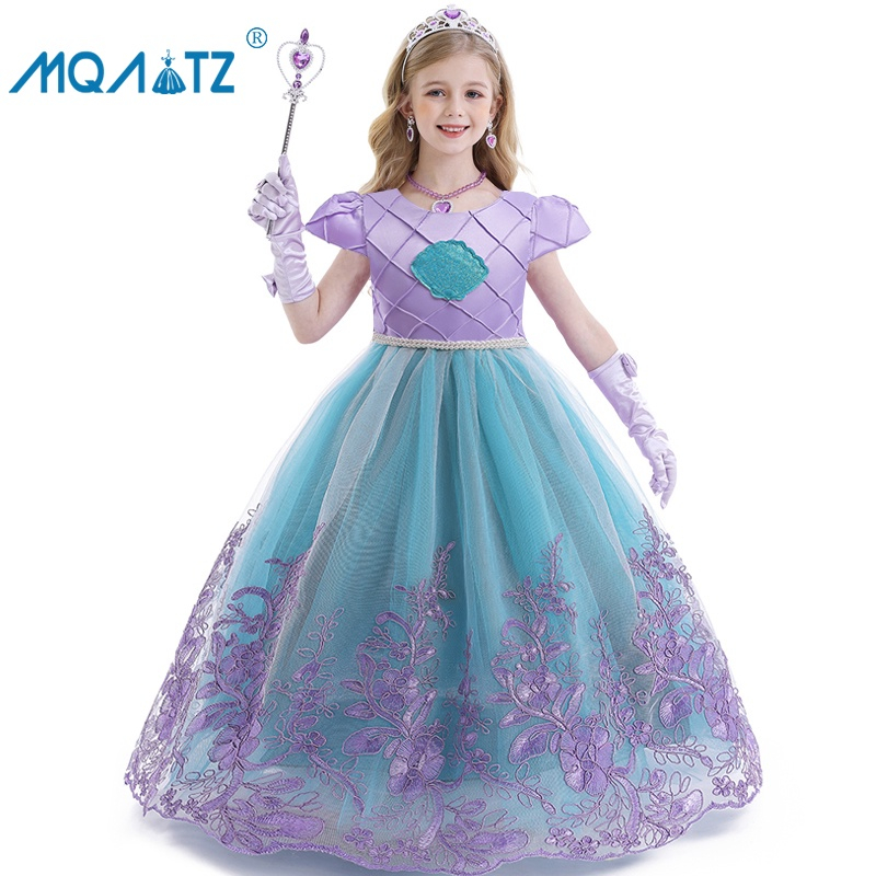 YOSICIL Disfraz De Sirenita Para Niña – Vestido Princesa Con Accesorios De Concha Y Lentejuelas, Ideal Para Cumpleaños, Halloween Y Cosplay